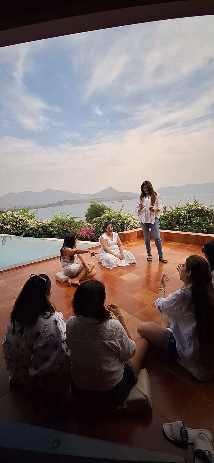 Retreat participant with Deepshikha at historic palace